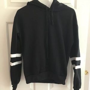 Black hoodie with White stripes